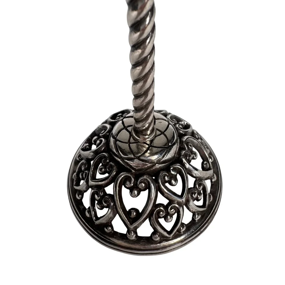 Brighton Silver Heart Scrollwork Earring Tree Stand Jewelry Stand Holder